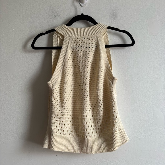 Aritzia Wilfred Sz S Cotton Blend Cream Open Knit Sleeveless Tank Top - Picture 7 of 8